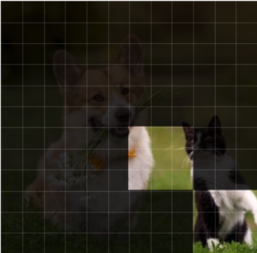 Regions routed at layer 23 for the word cat: the cat.