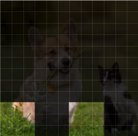 Regions routed at layer 23 for the word grass: the grass at the bottom of the image.